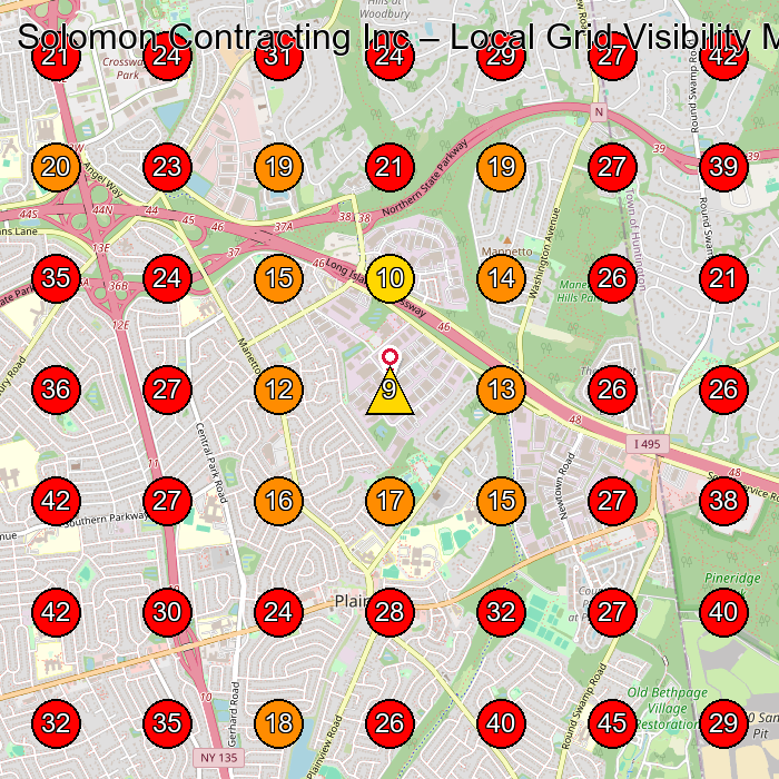 Solomon Contracting Inc GeoGrid visibility map for General Contractor in Plainview